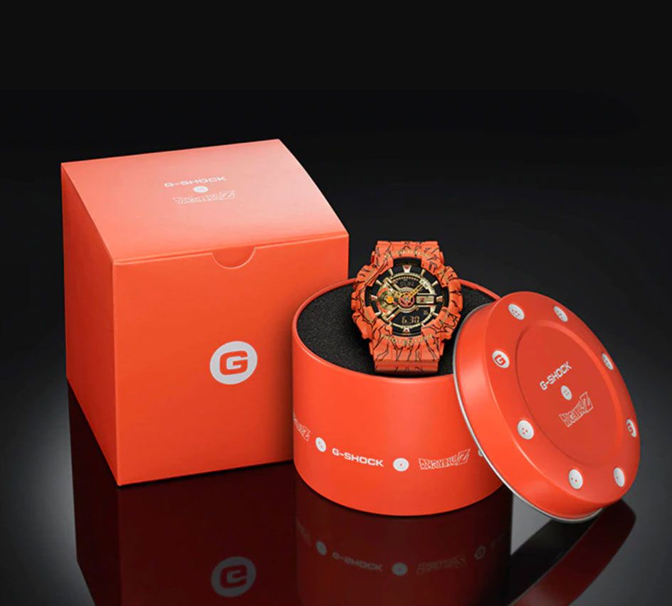 Dragon Ball Z G Shock collab in red packaging