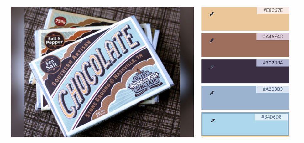 Vintage color combinations chocolate packaging