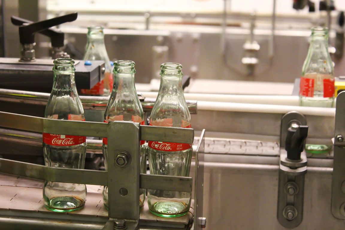 Glass bottle packaging Coca Cola