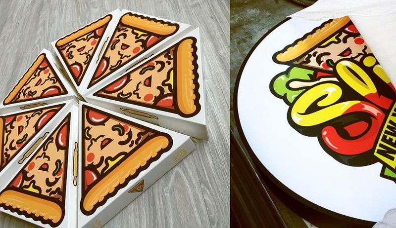 Pizza box design sliced