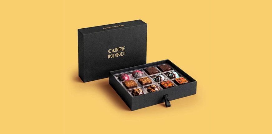 Carpe Koko rigid drawer box packaging chocolate