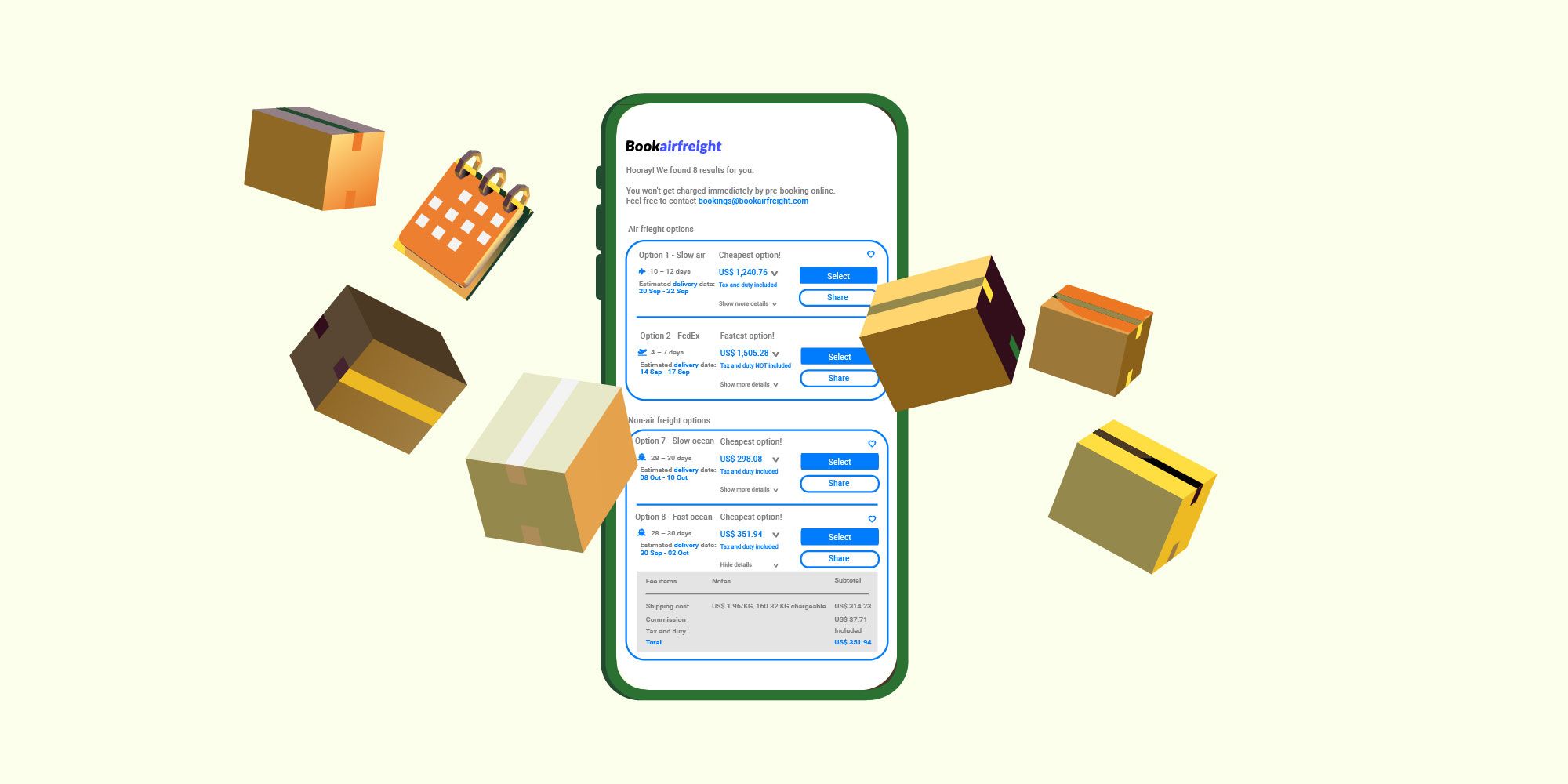 Bookairfreight website infographic