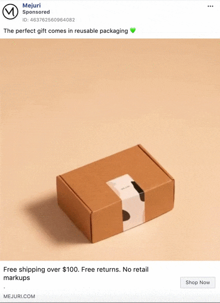 Mejuri unboxing facebook ad.gif