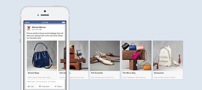 Neiman Marcus product showcase facebook carousel