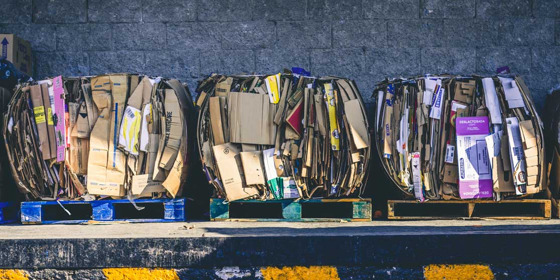 Cardboard boxes flattened