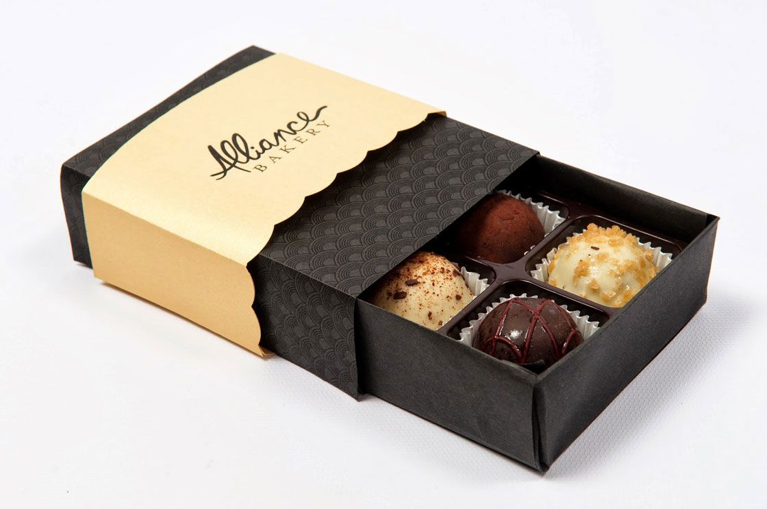 Alliance Bakery tray and sleeve box design for chocolates