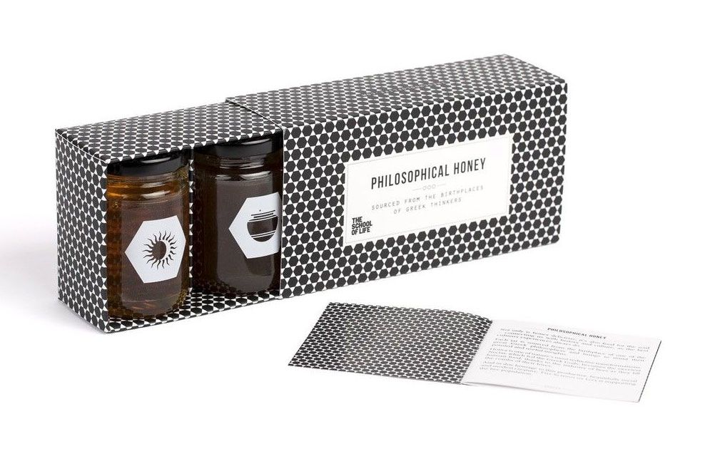 The School of Life tray and sleeve packaging for honey jars