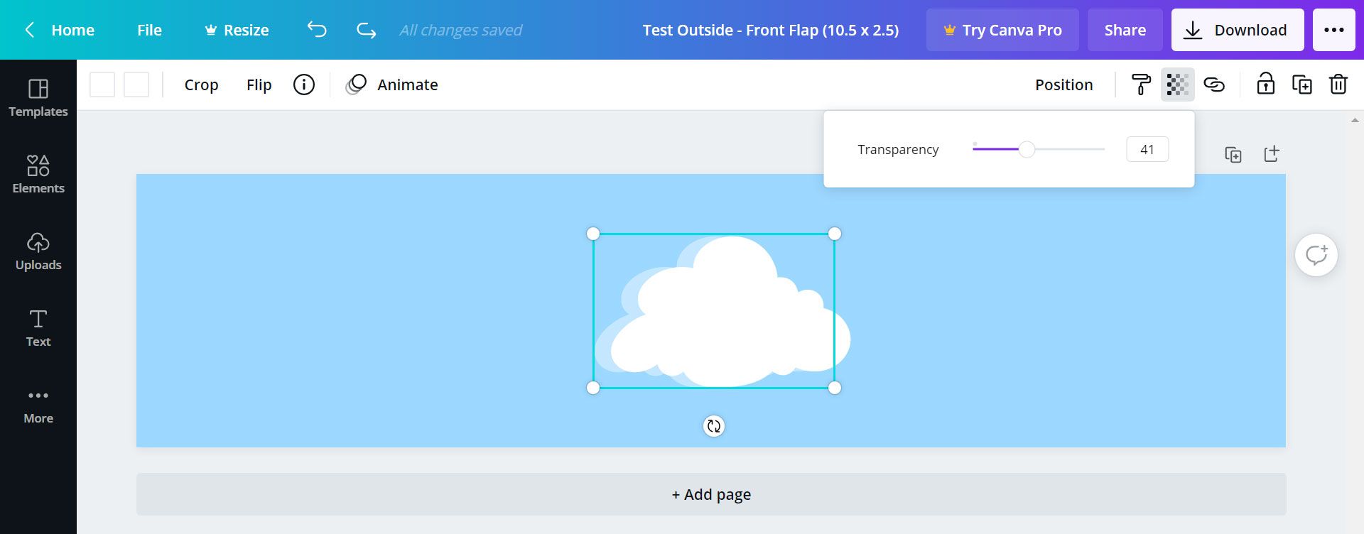 Canva change transparency of element