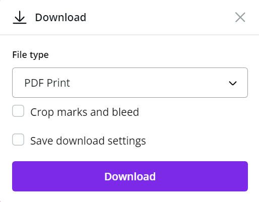 Canva download pdf print