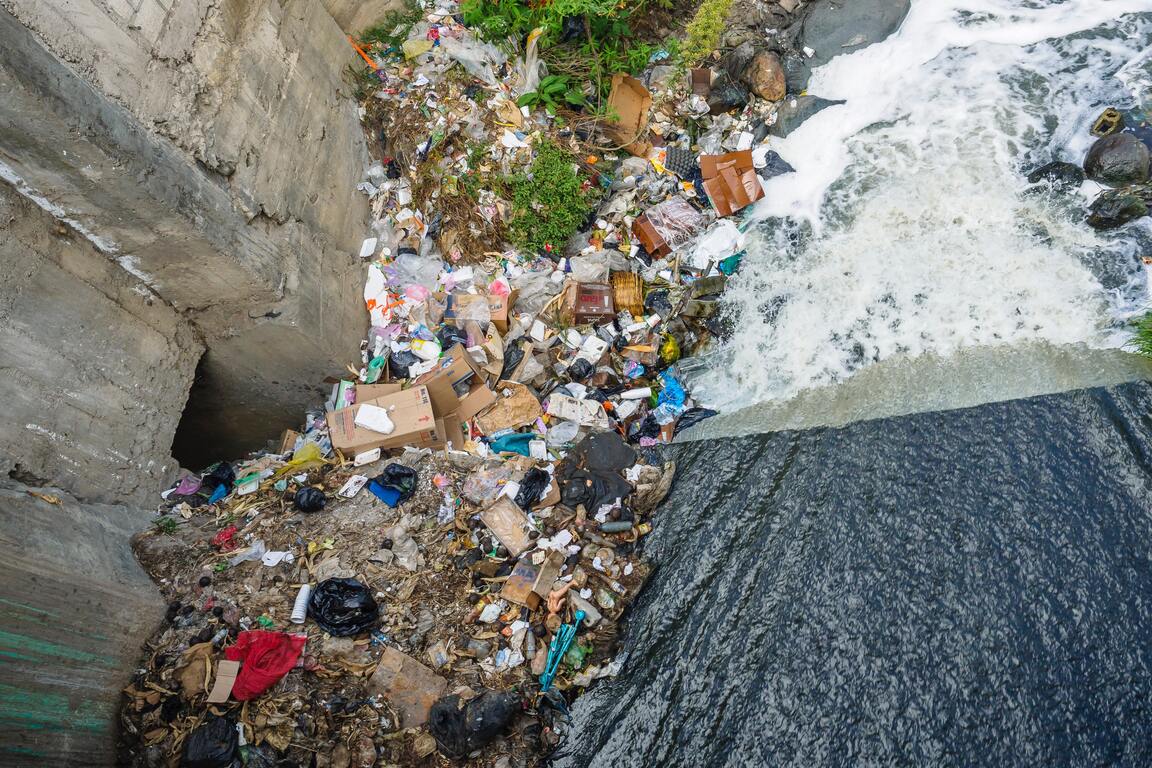 Landfill and polluted river