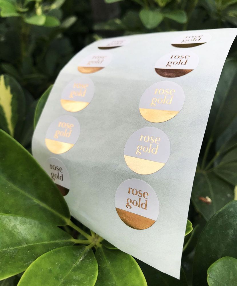 Rose gold foil stamped stickers