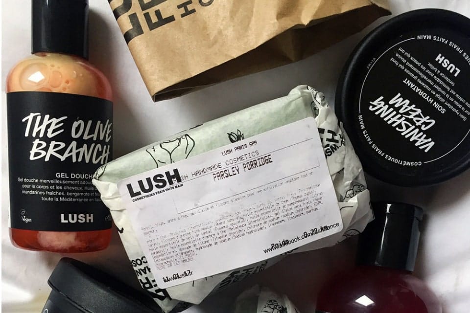 Lush Sustainable Packaging Recycled Plastic Paper