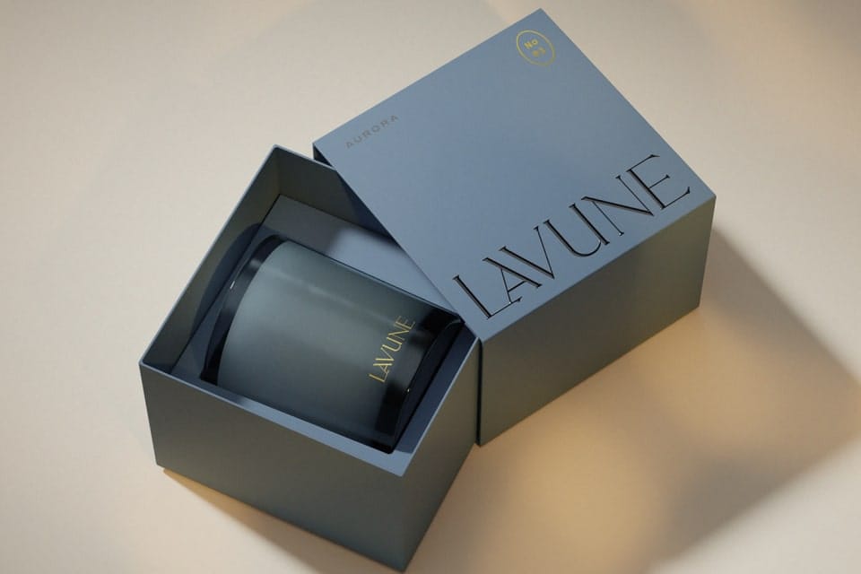 Lavune Luxury Candle Packaging Rigid Sleeve and Tray Custom Insert