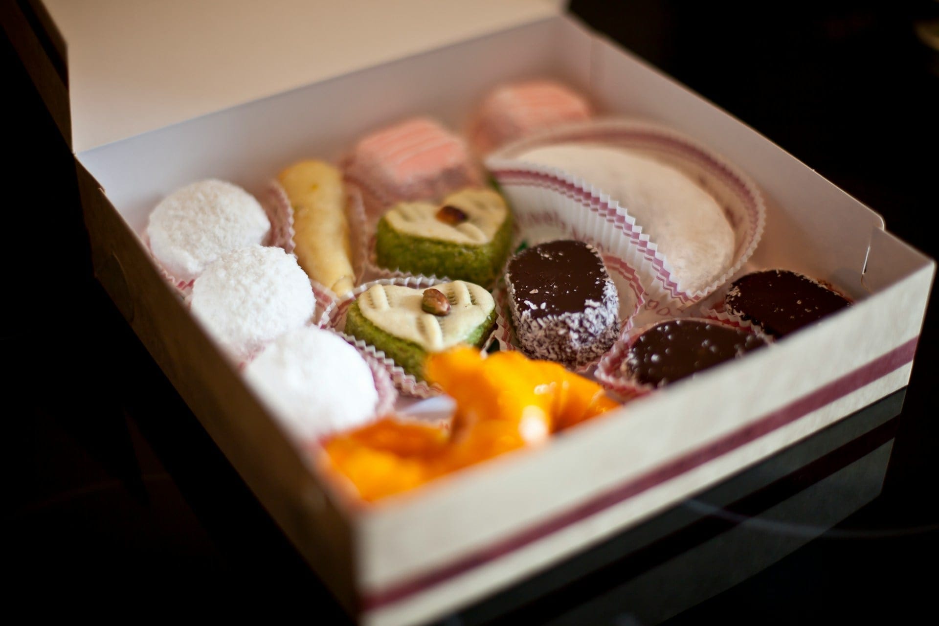 Assorted cakes in box