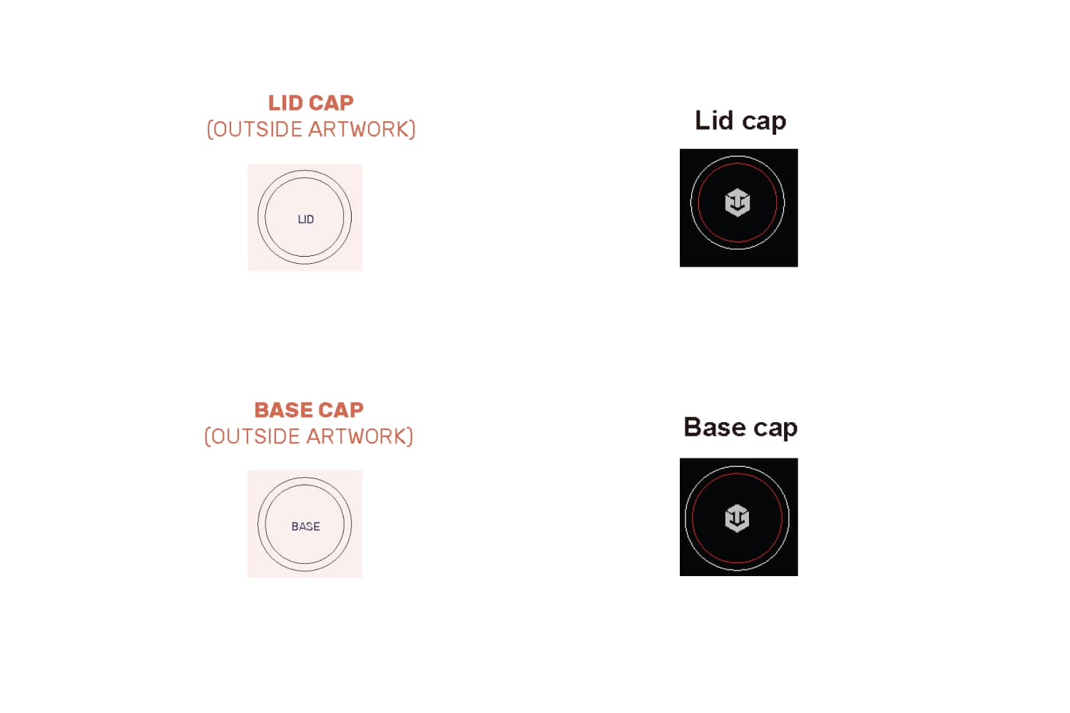 Cardboard Tube Dieline Lid Base Cap