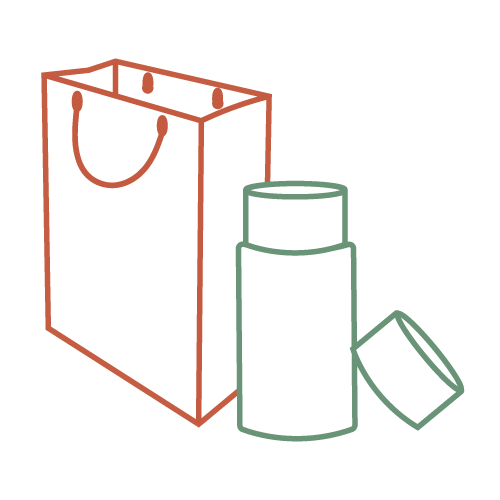 Custom Cardboard Tube and Paper Bag Icon