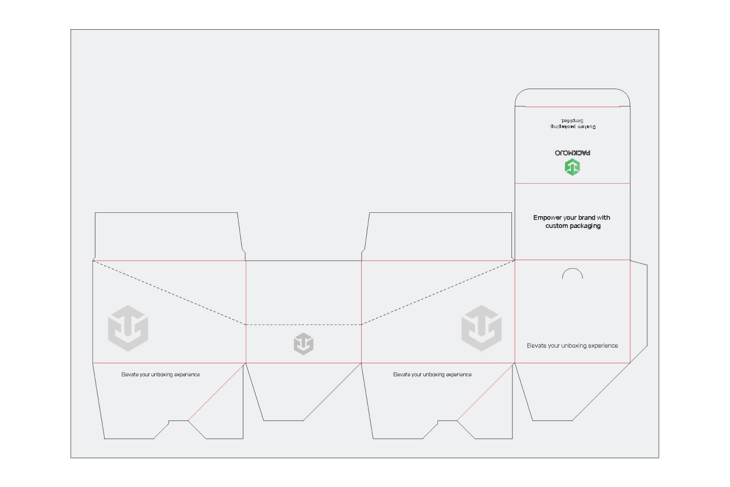 Display Box Orientation Guide Dieline Design