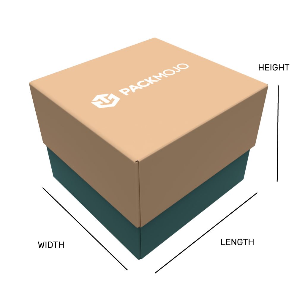 Foldable Lid and Base Box Mockup Dimensions Length Width Height