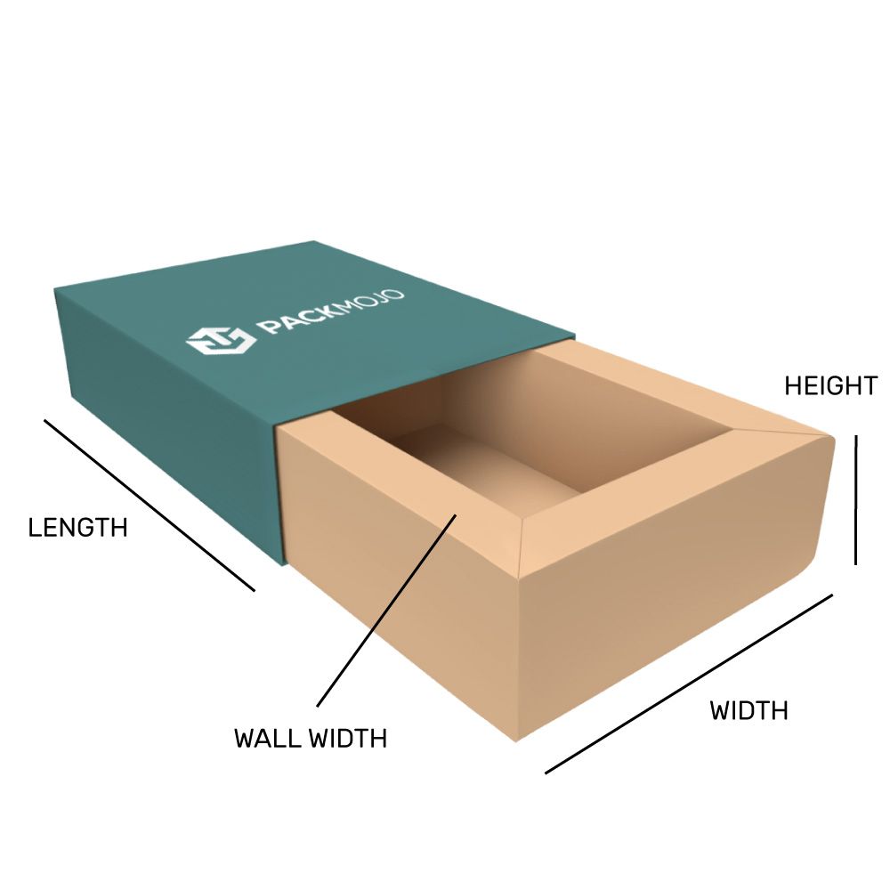 Foldable Tray and Sleeve Box Mockup Dimensions Length Width Height