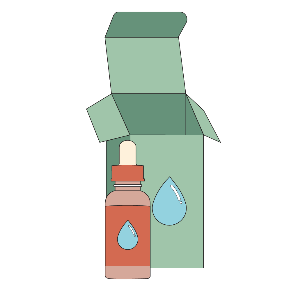 Folding Carton Box with Bottle Mockup