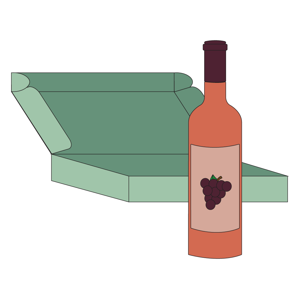 Mailer Box with Wine Bottle Mockup