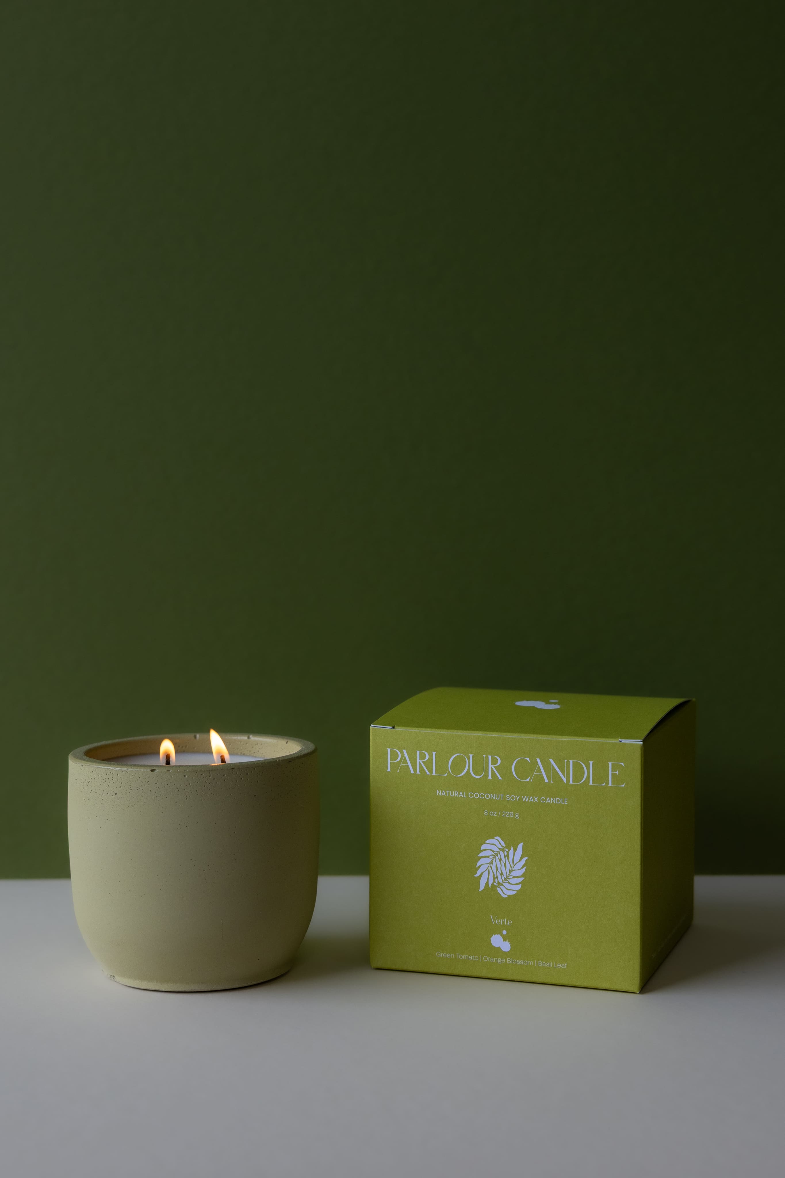 Parlour Candle Verte Folding Carton White Kraft Box