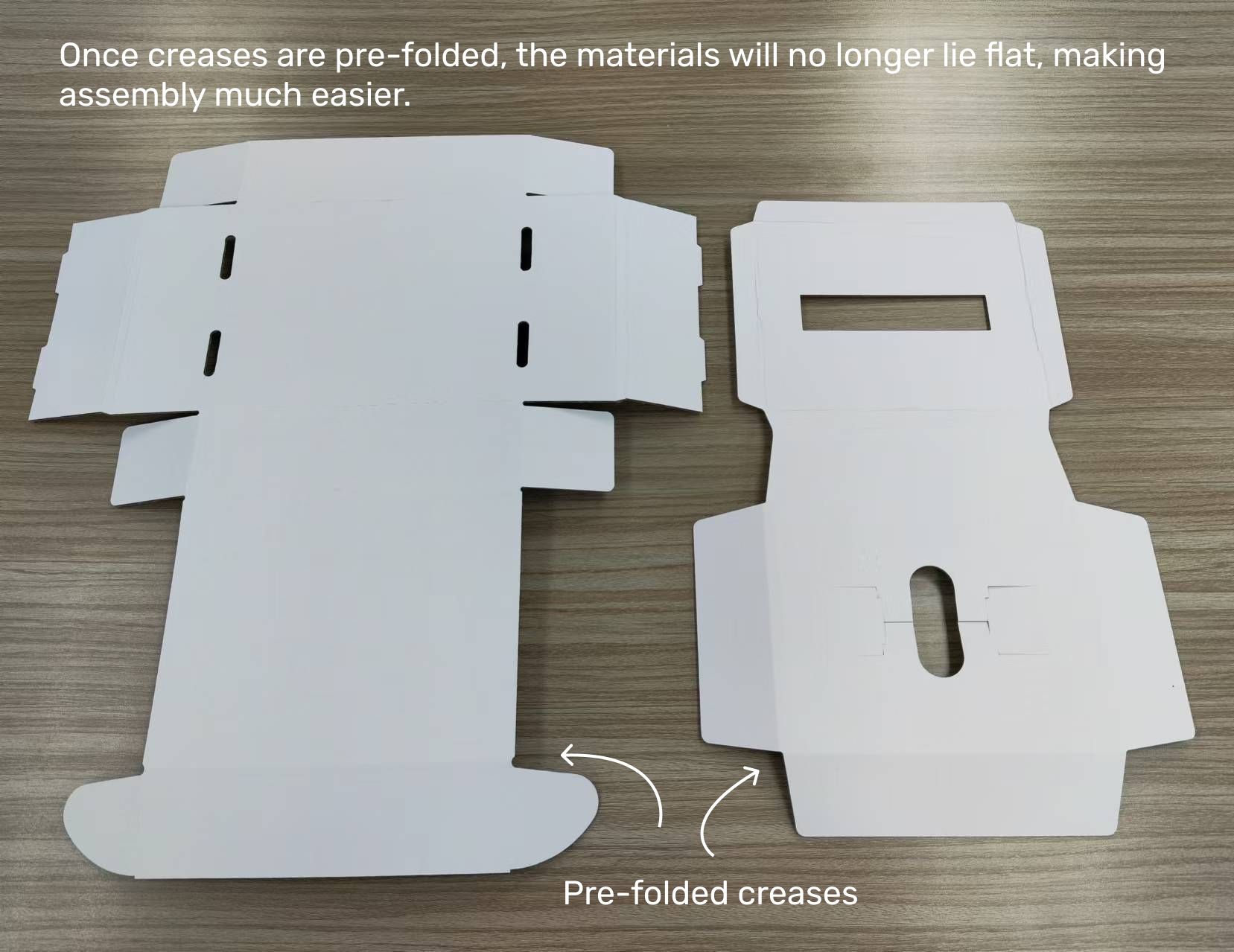 Pre-folded Creases for Box Assembly
